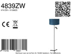 Vloerlamp Stang 4839ZW met leeslicht en blauwe velours kap
