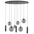 Zwarte hanglamp Bollique 4846ZW, 9-lichts design voor eettafel