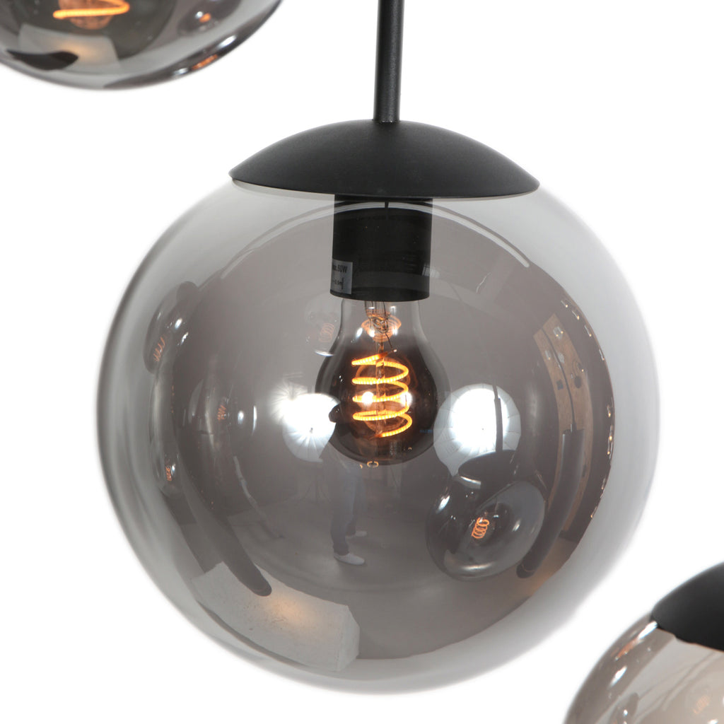 Zwarte hanglamp Bollique 4846ZW, 9-lichts design voor eettafel