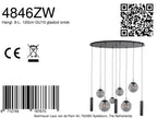 Zwarte hanglamp Bollique 4846ZW, 9-lichts design voor eettafel