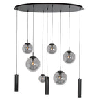 Zwarte hanglamp Bollique 4846ZW, 9-lichts design voor eettafel