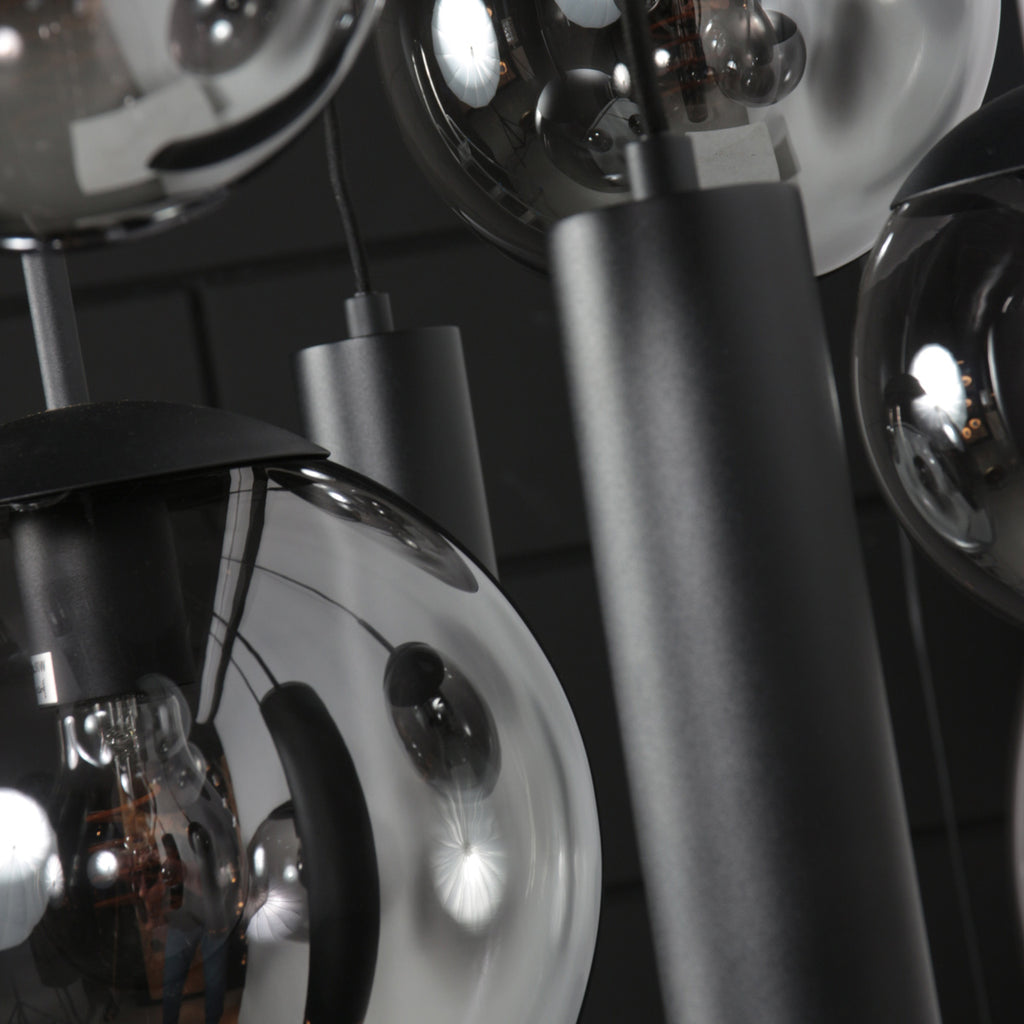 Zwarte hanglamp Bollique 4846ZW, 9-lichts design voor eettafel