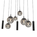 Zwarte hanglamp Bollique 4846ZW, 9-lichts design voor eettafel