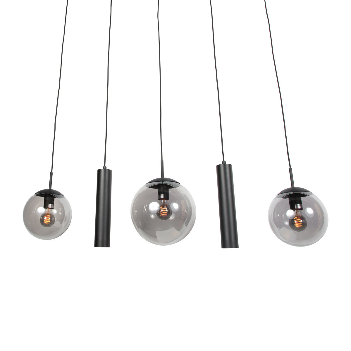 Zwarte hanglamp Bollique 4847ZW, 5-lichts voor eettafel
