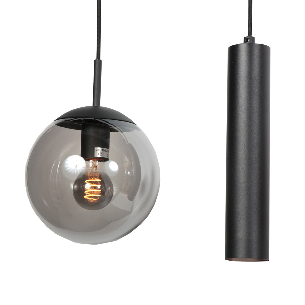 Zwarte hanglamp Bollique 4847ZW, 5-lichts voor eettafel