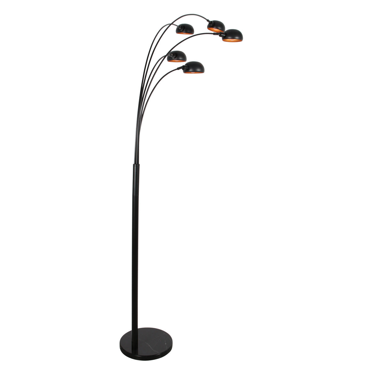 Zwarte vloerlamp Pentra 4855ZW, 5-lichts met marmeren voet