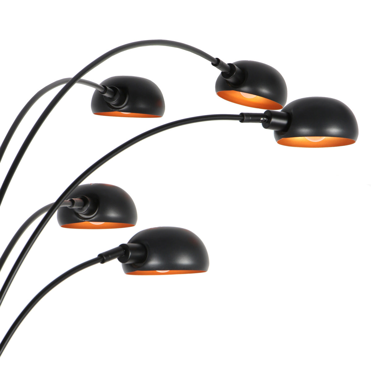 Zwarte vloerlamp Pentra 4855ZW, 5-lichts met marmeren voet