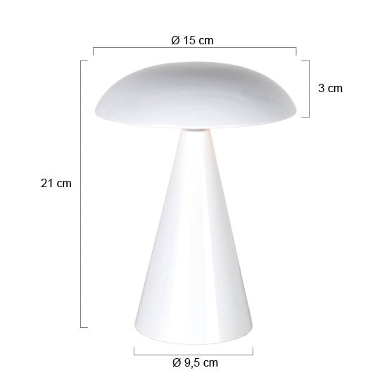 Tafellamp Mush 4856W - glanzend witte oplaadbare sfeermaker