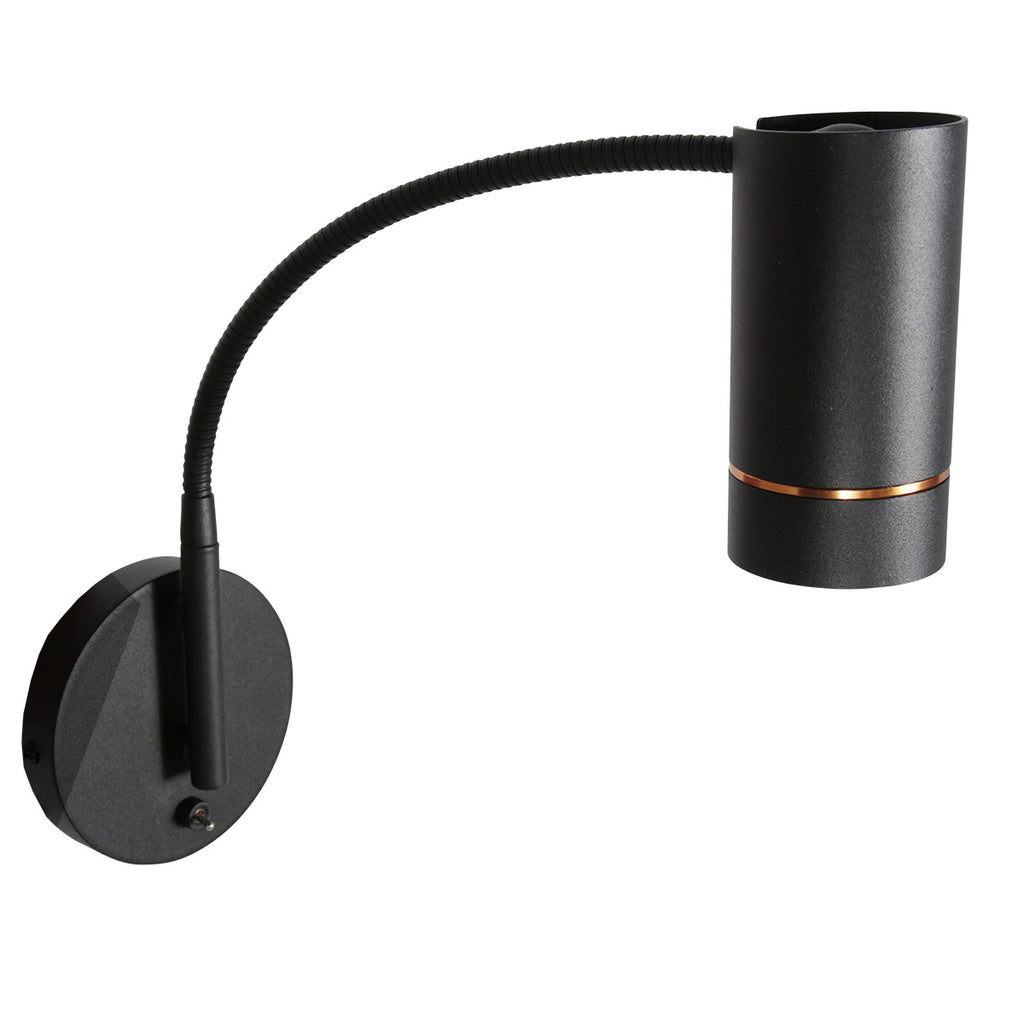 Zwarte wandlamp Downlume 4857ZW, flexibel GU10 spot design