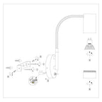 Zwarte wandlamp Downlume 4857ZW, flexibel GU10 spot design
