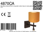 Wandlamp Stang 4870CA met gouden velours kap en leeslicht