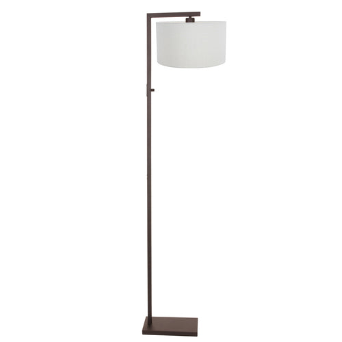 Cacao vloerlamp Stang 4877CA met schakelaar en grof wit linnen kap