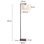 Cacao vloerlamp Stang 4877CA met schakelaar en grof wit linnen kap
