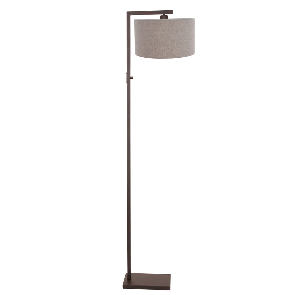 Cacao vloerlamp Stang 4878CA met schakelaar en grof grijs linnen kap