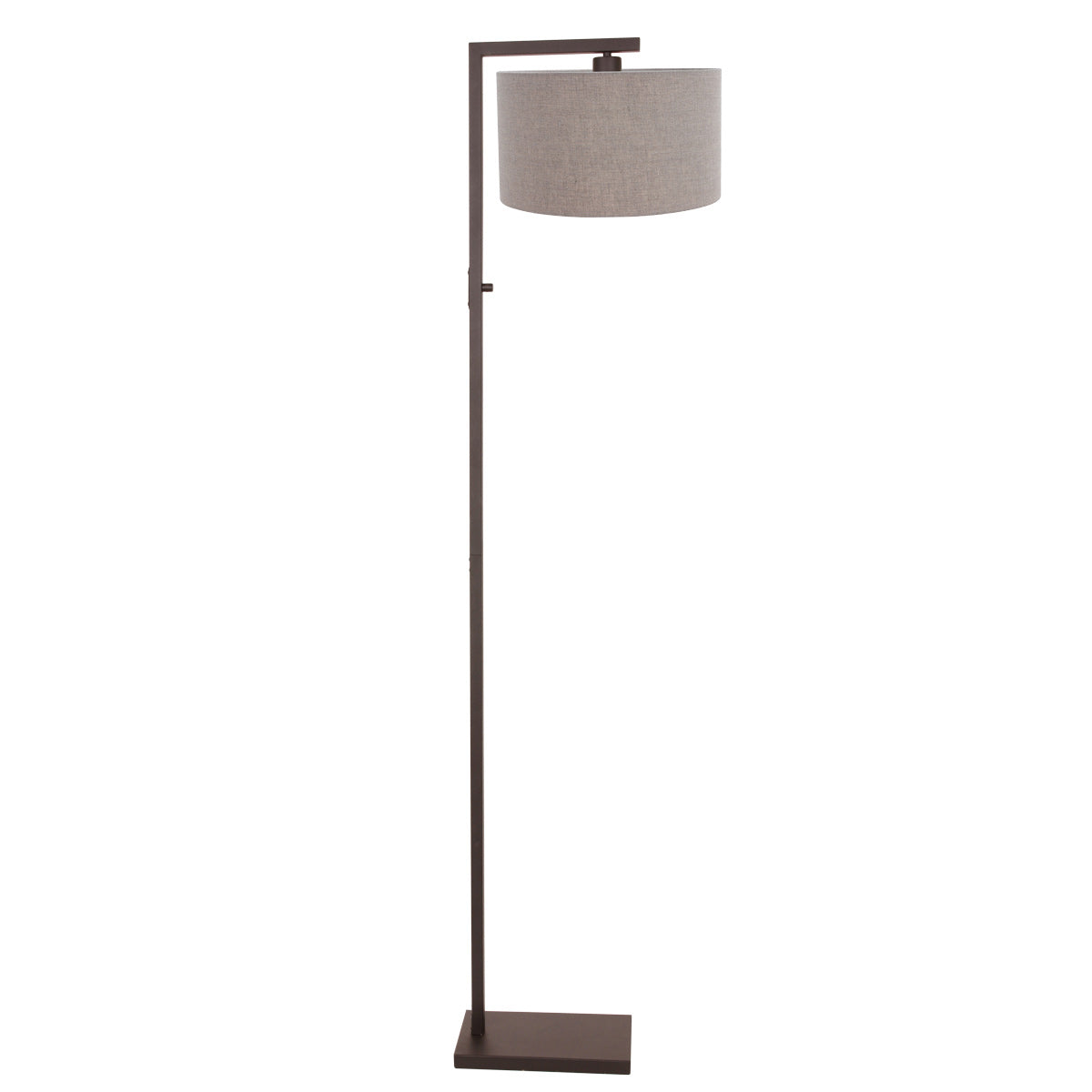 Cacao vloerlamp Stang 4878CA met schakelaar en grof grijs linnen kap