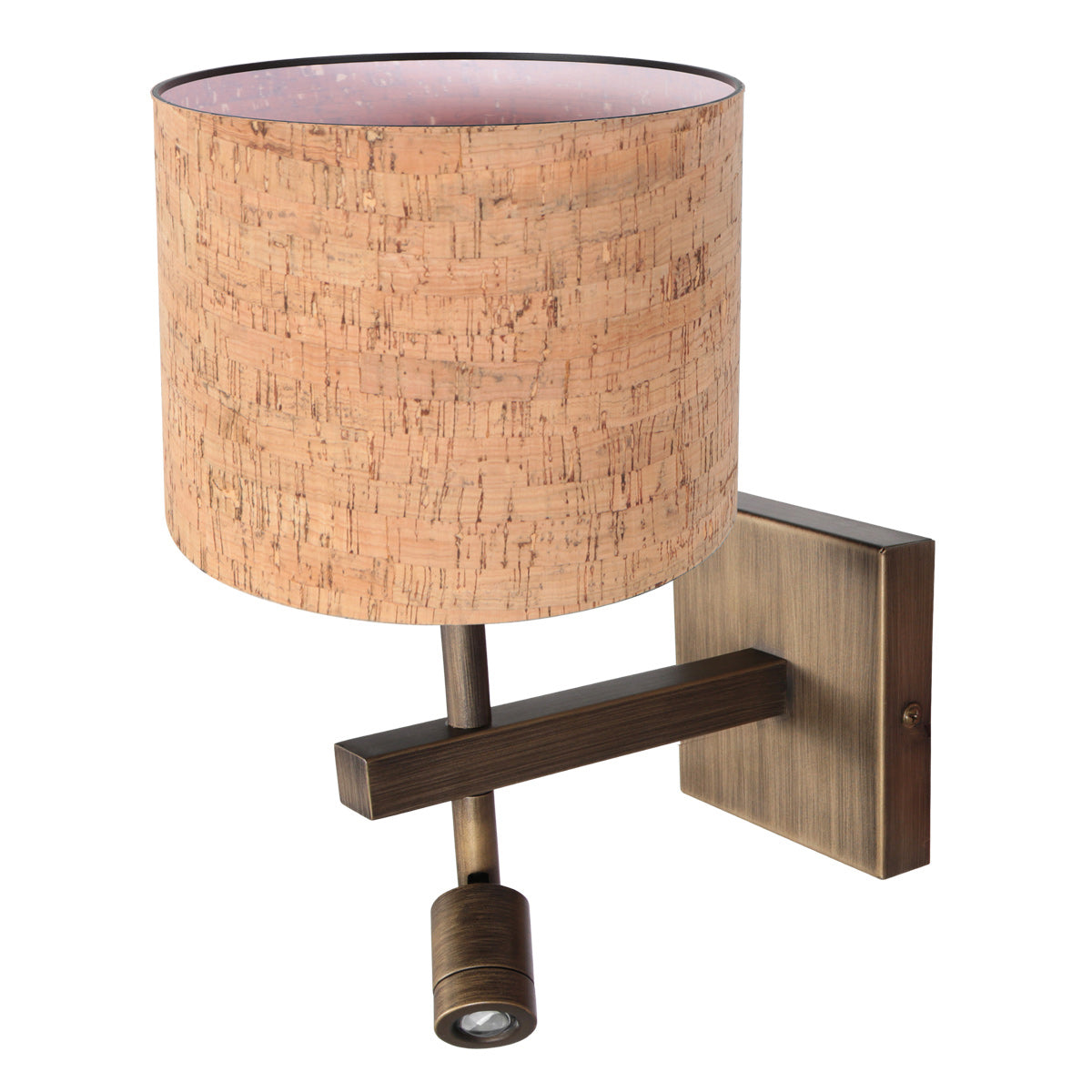 Wandlamp Stang 4889BR met kurk kap en warm leeslicht