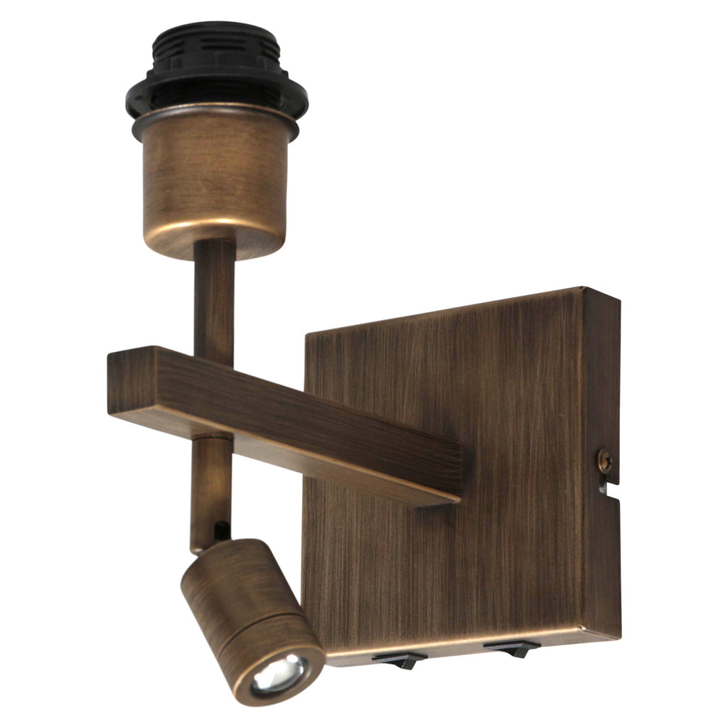 Wandlamp Stang 4890BR met zwart linnen kap en leeslicht
