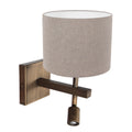 Wandlamp Stang 4892BR met grijze linnen kap en leeslicht