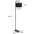 Bronzen vloerlamp Stang 4895BR met schakelaar en zwarte linnen kap