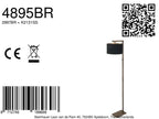 Bronzen vloerlamp Stang 4895BR met schakelaar en zwarte linnen kap