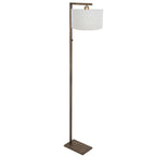 Bronzen vloerlamp Stang 4896BR met schakelaar en wit grof linnen kap