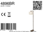 Bronzen vloerlamp Stang 4896BR met schakelaar en wit grof linnen kap