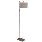 Bronzen vloerlamp Stang 4897BR met schakelaar en grof grijs linnen kap