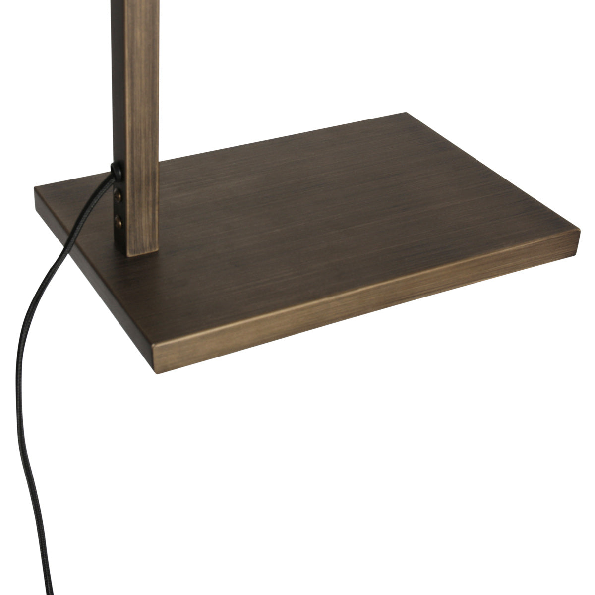 Bronzen vloerlamp Stang 4897BR met schakelaar en grof grijs linnen kap