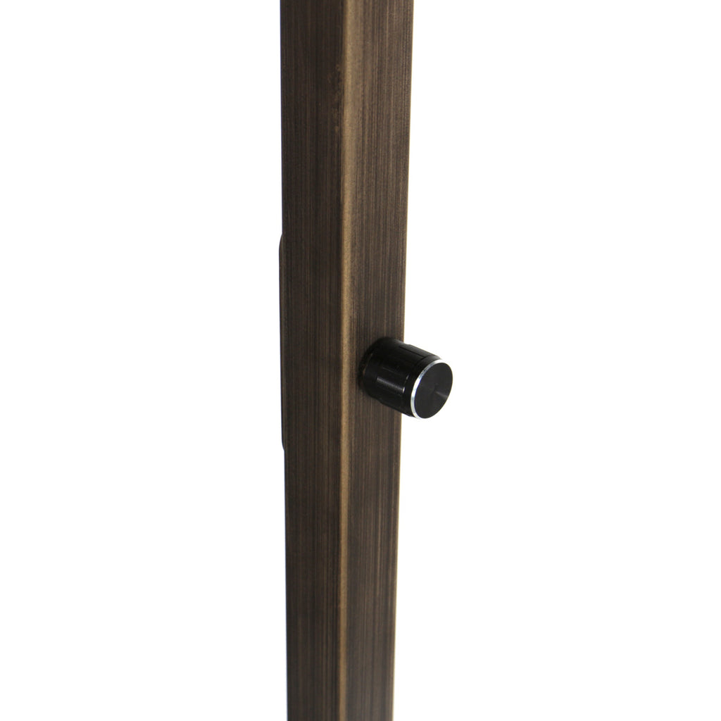 Bronzen vloerlamp Stang 4897BR met schakelaar en grof grijs linnen kap