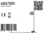 Bronzen vloerlamp Stang 4897BR met schakelaar en grof grijs linnen kap