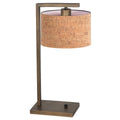 Bronzen tafellamp Stang 4900BR met beige kurkstructuur kap