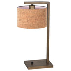 Bronzen tafellamp Stang 4900BR met beige kurkstructuur kap