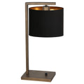 Bronzen tafellamp Stang 4901BR met zwarte linnen kap