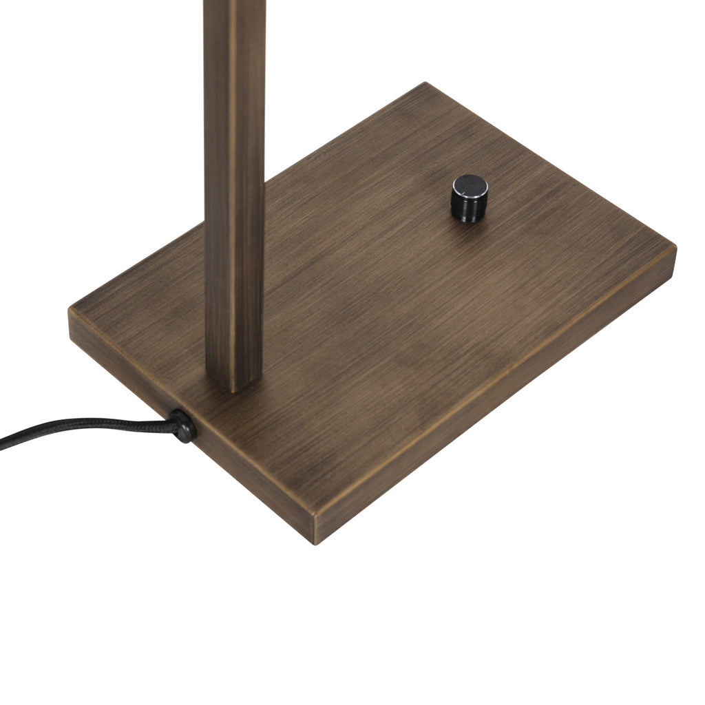 Bronzen tafellamp Stang 4901BR met zwarte linnen kap