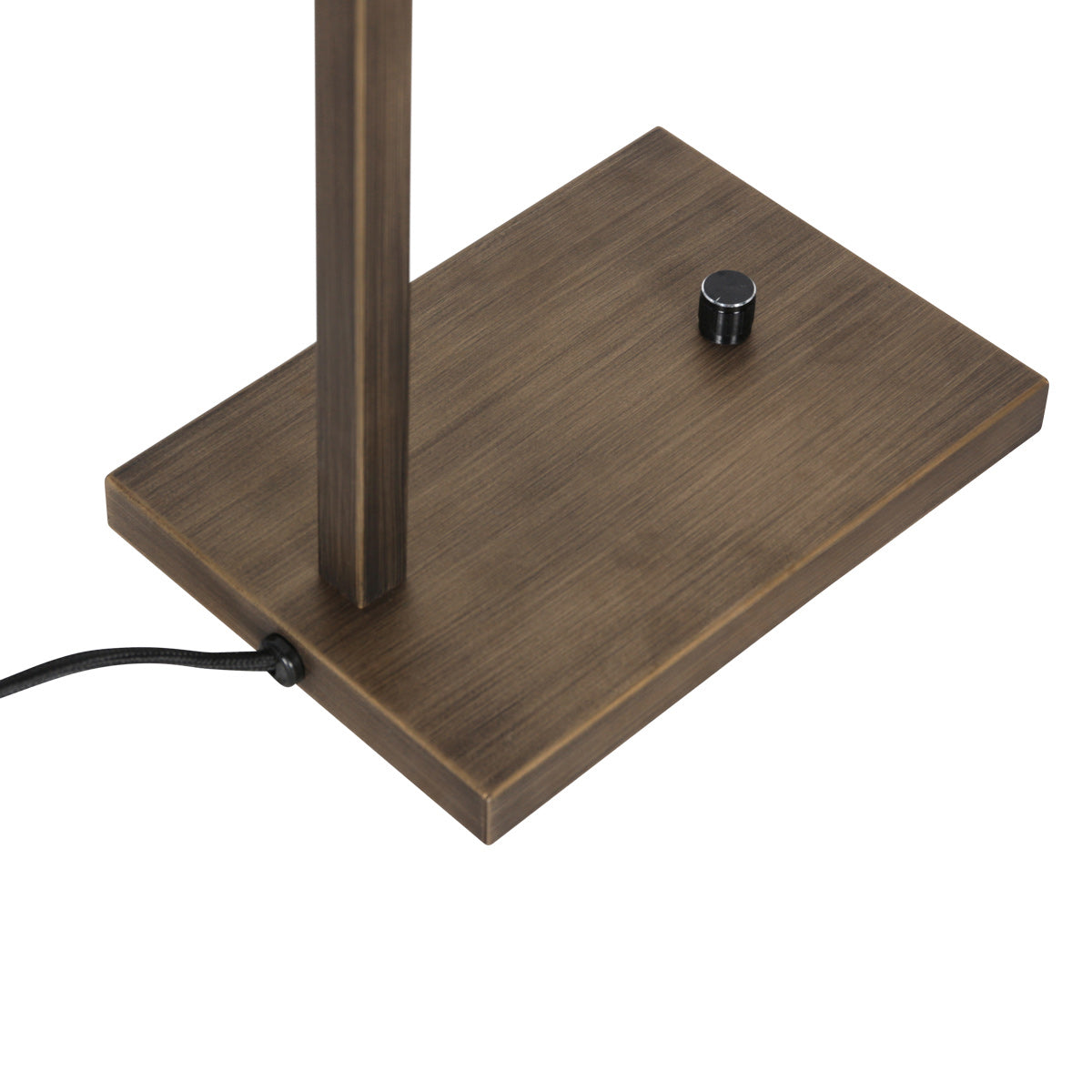 Bronzen tafellamp Stang 4902BR met grof wit linnen kap