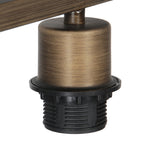 Bronzen tafellamp Stang 4902BR met grof wit linnen kap