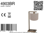 Bronzen tafellamp Stang 4903BR met grof grijze linnen kap