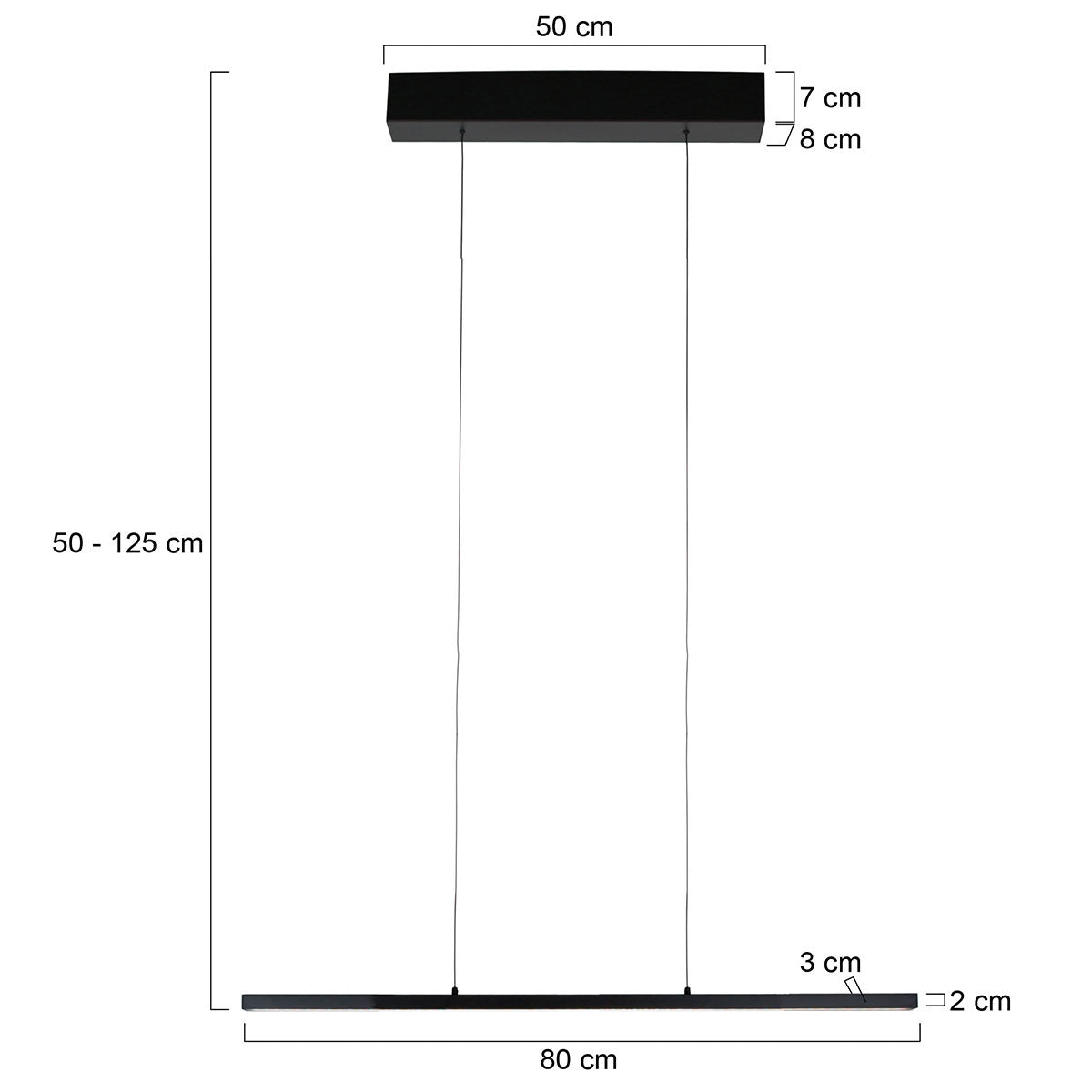 Hanglamp Bande 4906ZW zwarte hanglamp met cable lift 80cm breed