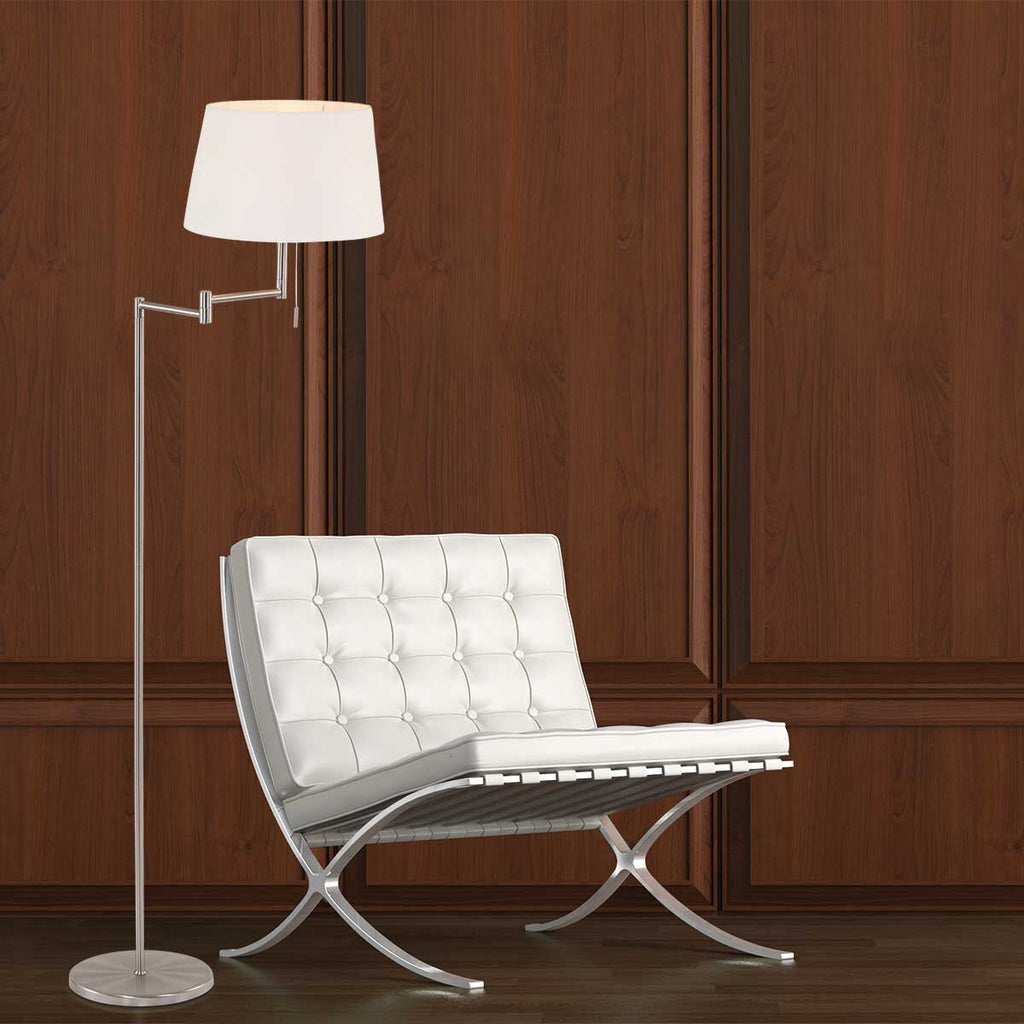 Bronskleurige vloerlamp Bella 5894BR met crème kleurige linnen kap