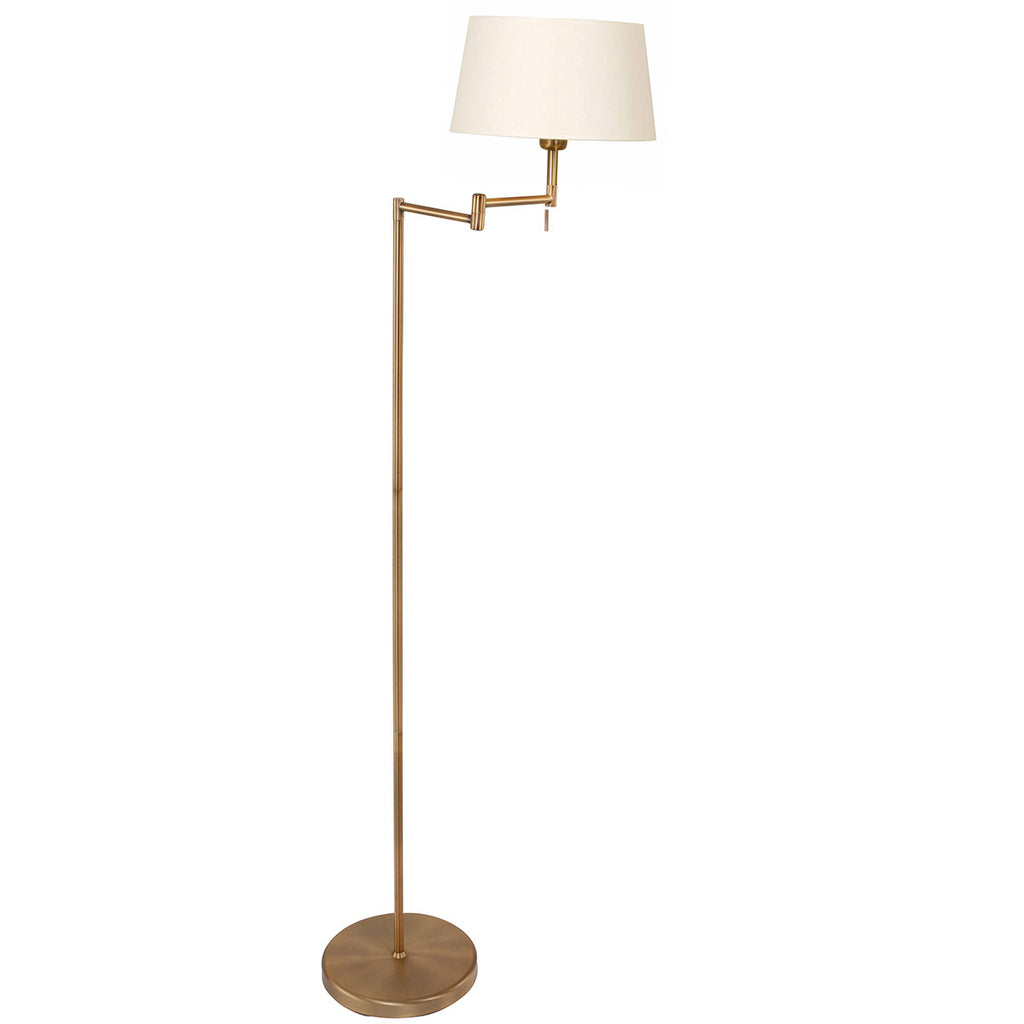 Bronskleurige vloerlamp Bella 5894BR met crème kleurige linnen kap