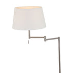 Staalkleurige vloerlamp Bella 5894ST met wit linnen kap