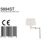 Staalkleurige vloerlamp Bella 5894ST met wit linnen kap