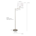 Staalkleurige vloerlamp Bella 5894ST met wit linnen kap