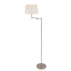 Staalkleurige vloerlamp Bella 5894ST met wit linnen kap