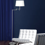 Staalkleurige vloerlamp Bella 5894ST met wit linnen kap