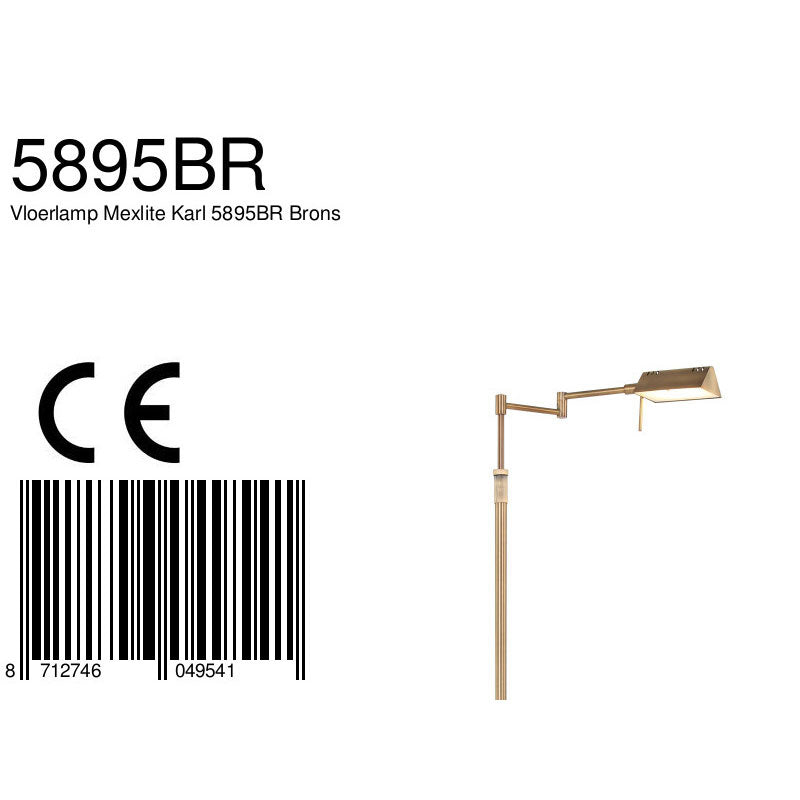 Bronskleurige vloerlamp Karl 5895BR met dimmer en in hoogte verstelbaar