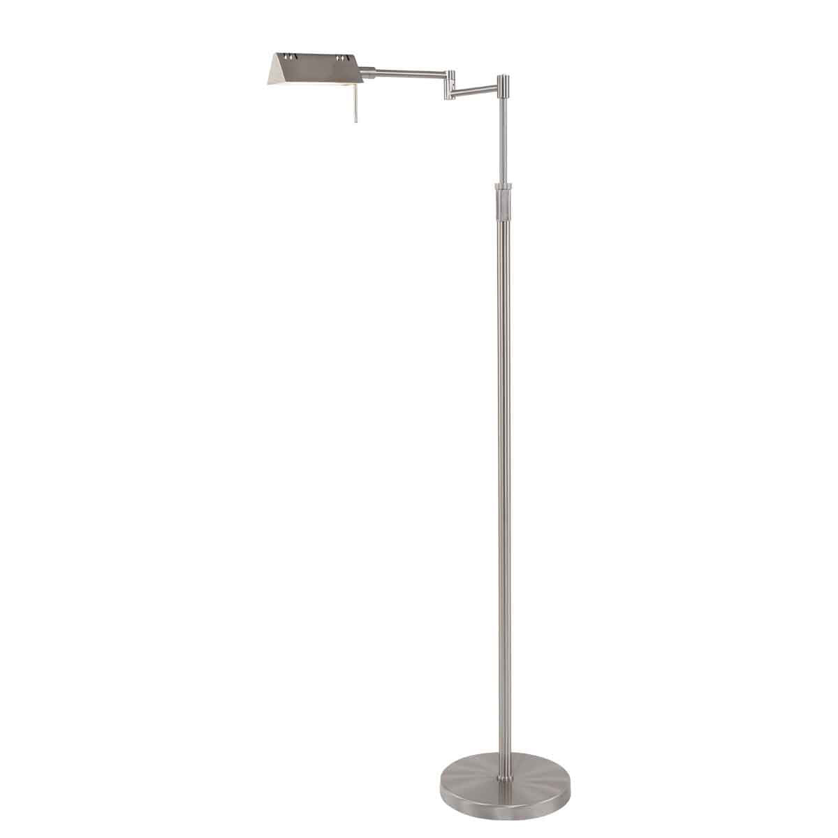 Staalkleurige vloerlamp Karl 5895ST met dimmer en in hoogte verstelbaar