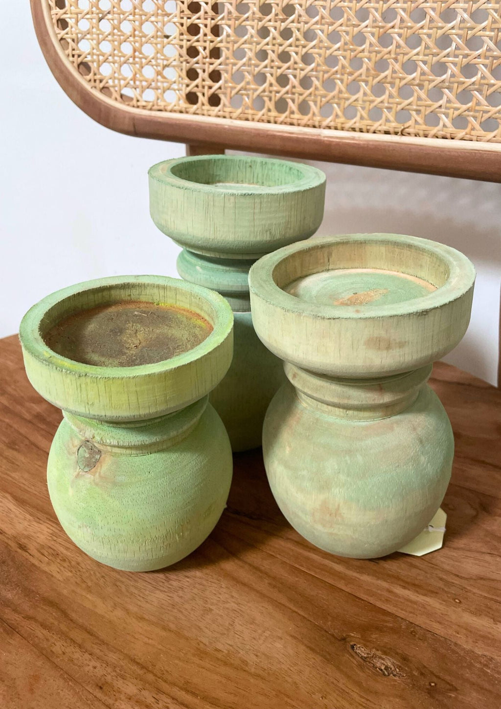 Houten Kaarshouder Groen - The Hijau – M