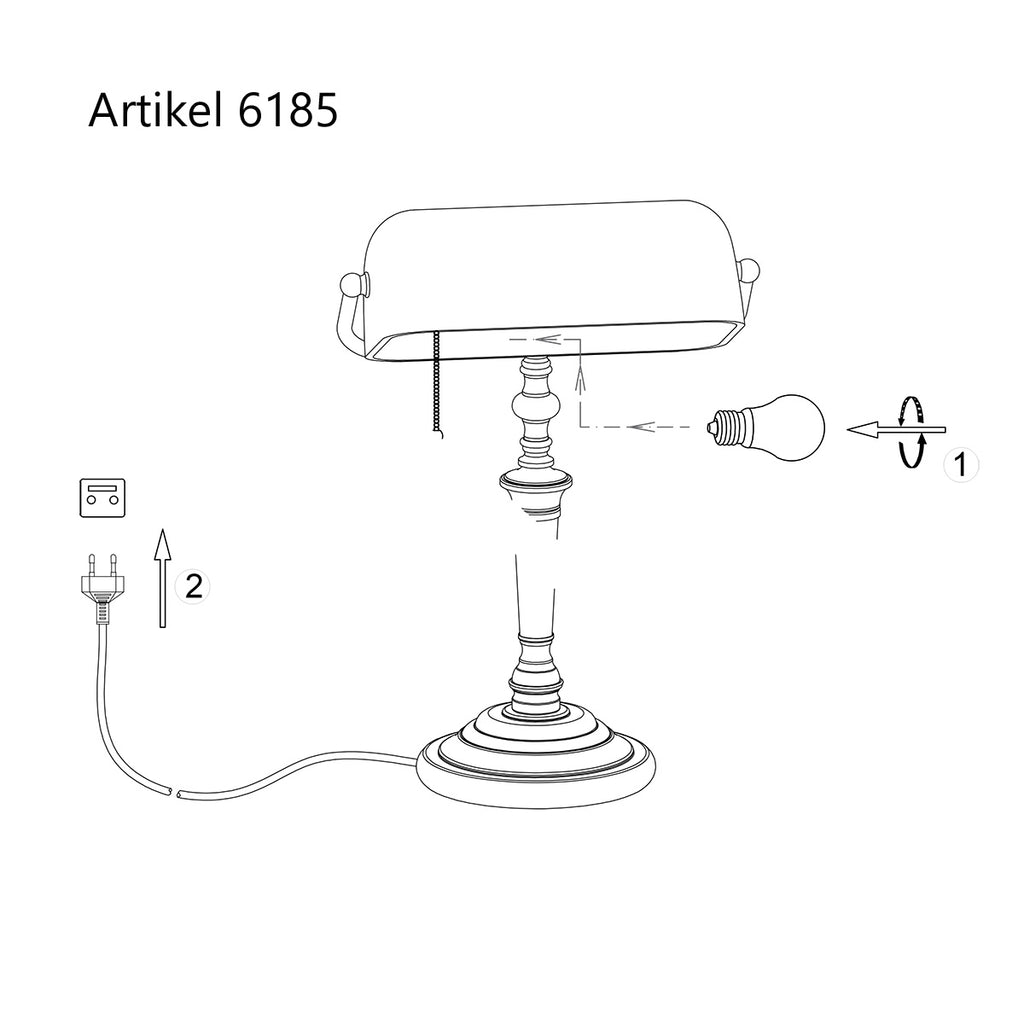 Tafellamp Ancilla 6185BR bronzen notarislamp met trekschakelaar