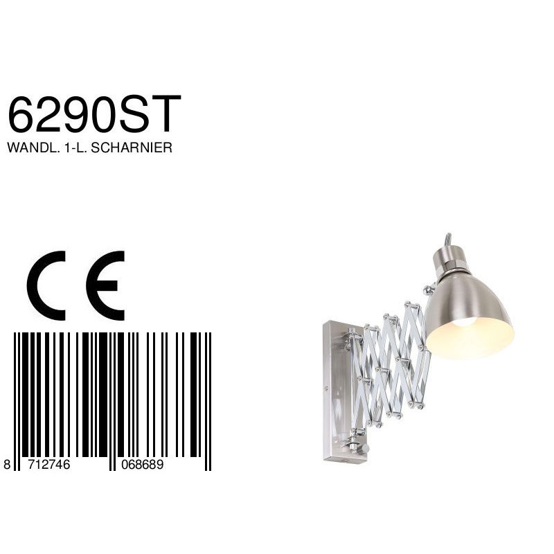 Wandlamp Spring 6290ST Staal